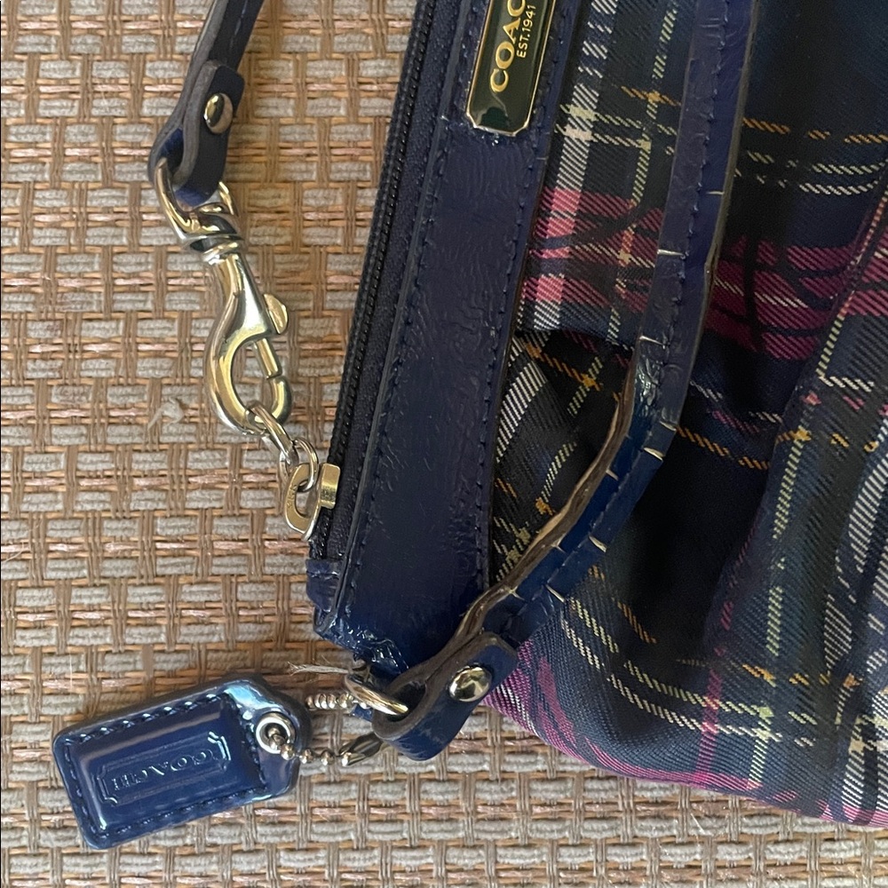 Coach Blue and Pink Plaid Wristlet - Picture 3 of 4